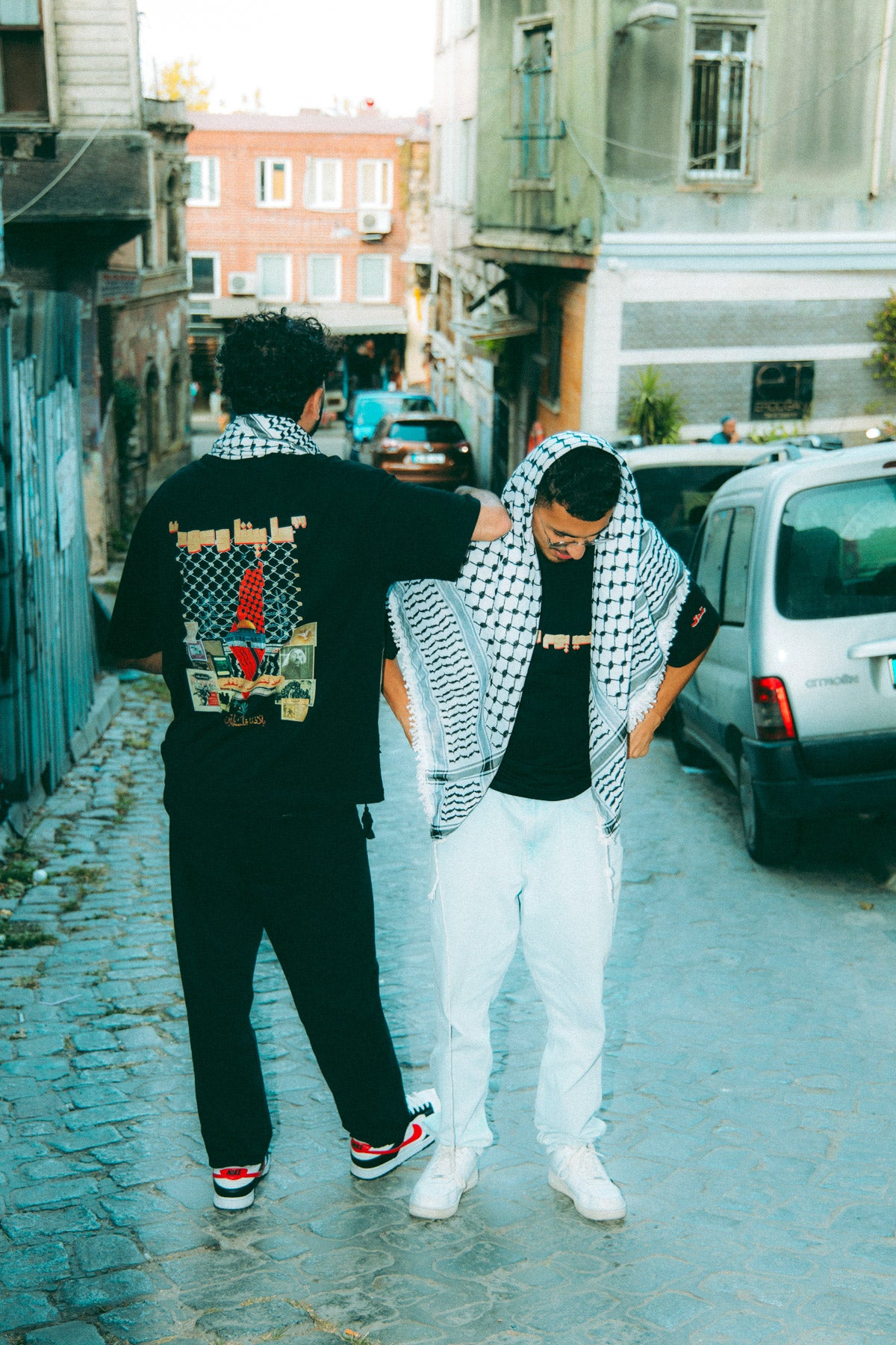 ShawQ-Palestine-#1 Oversized Tee "+" Kuffiyah WithOUT White Tassels (clean edges)