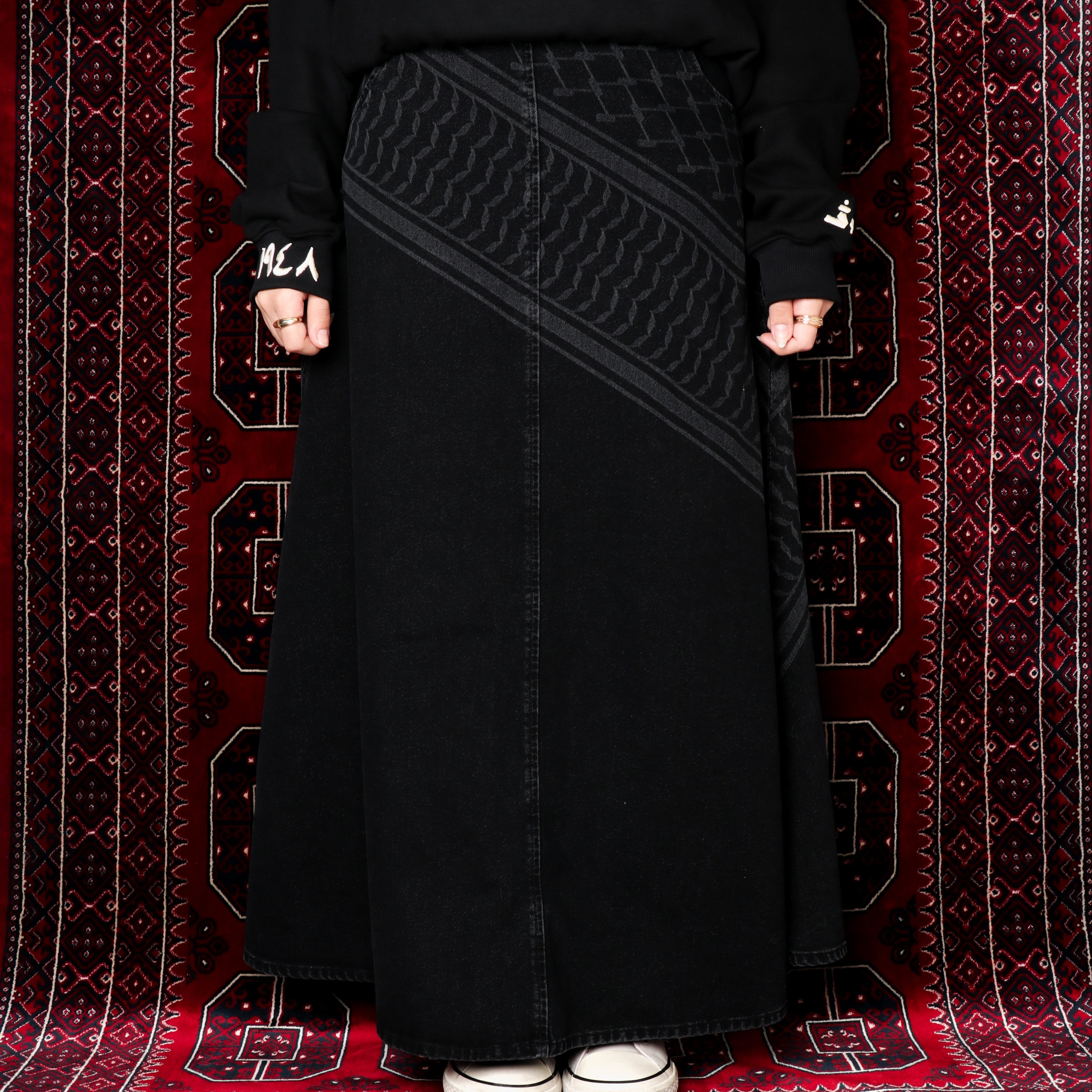 Kuffiyah Engraved Denim Skirt