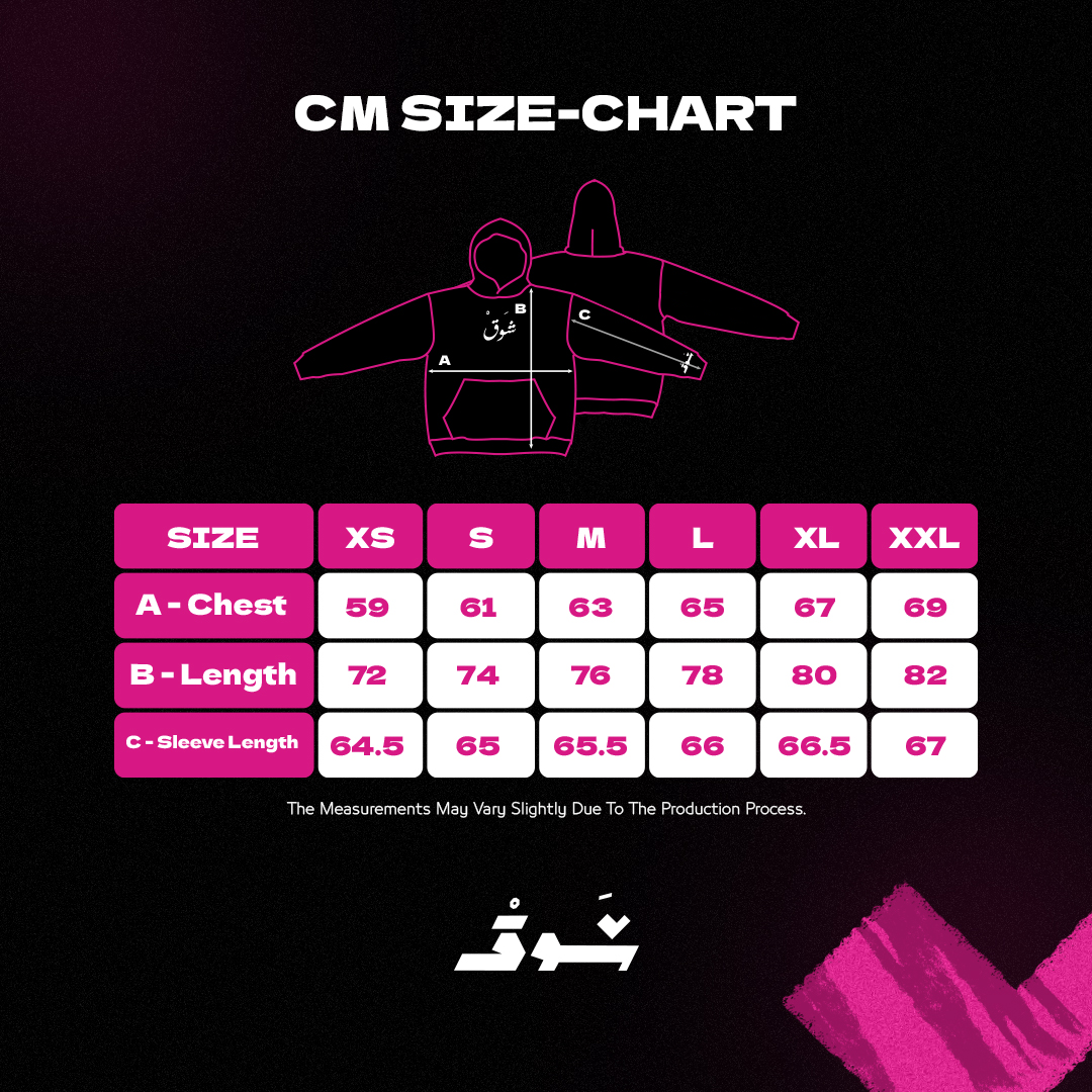 ShawQ hoodie size chart