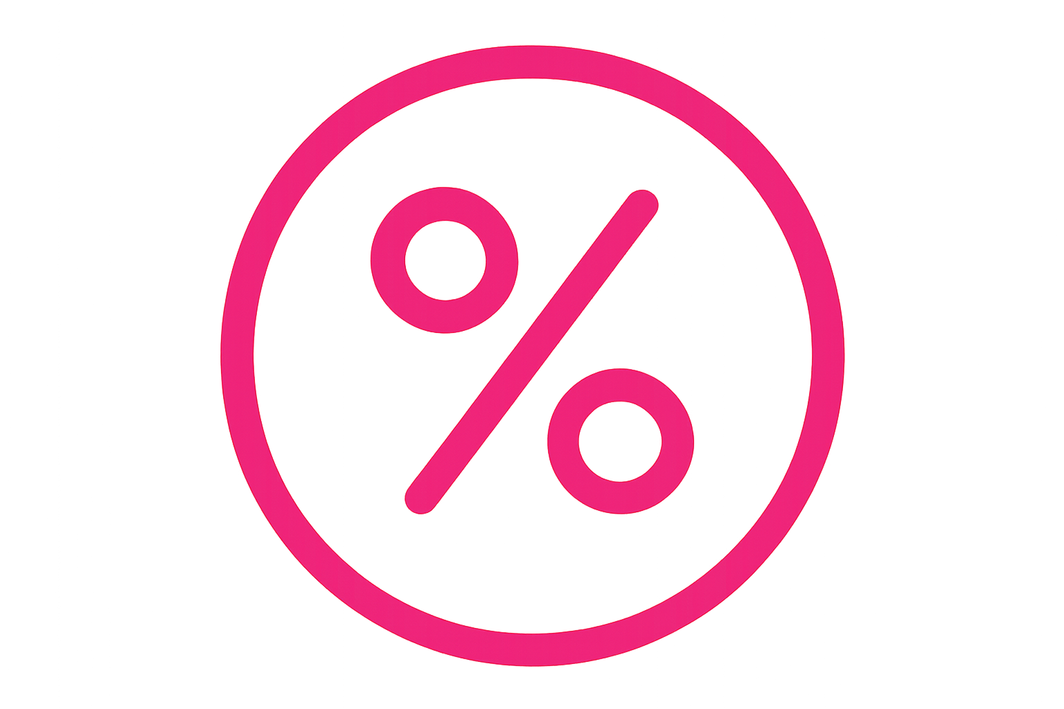 I want a circular discount icon, outlined only with pink outlines pink shade is #DC1684, no background, PNG, 128*128 px, I want heavy bold lines not thin