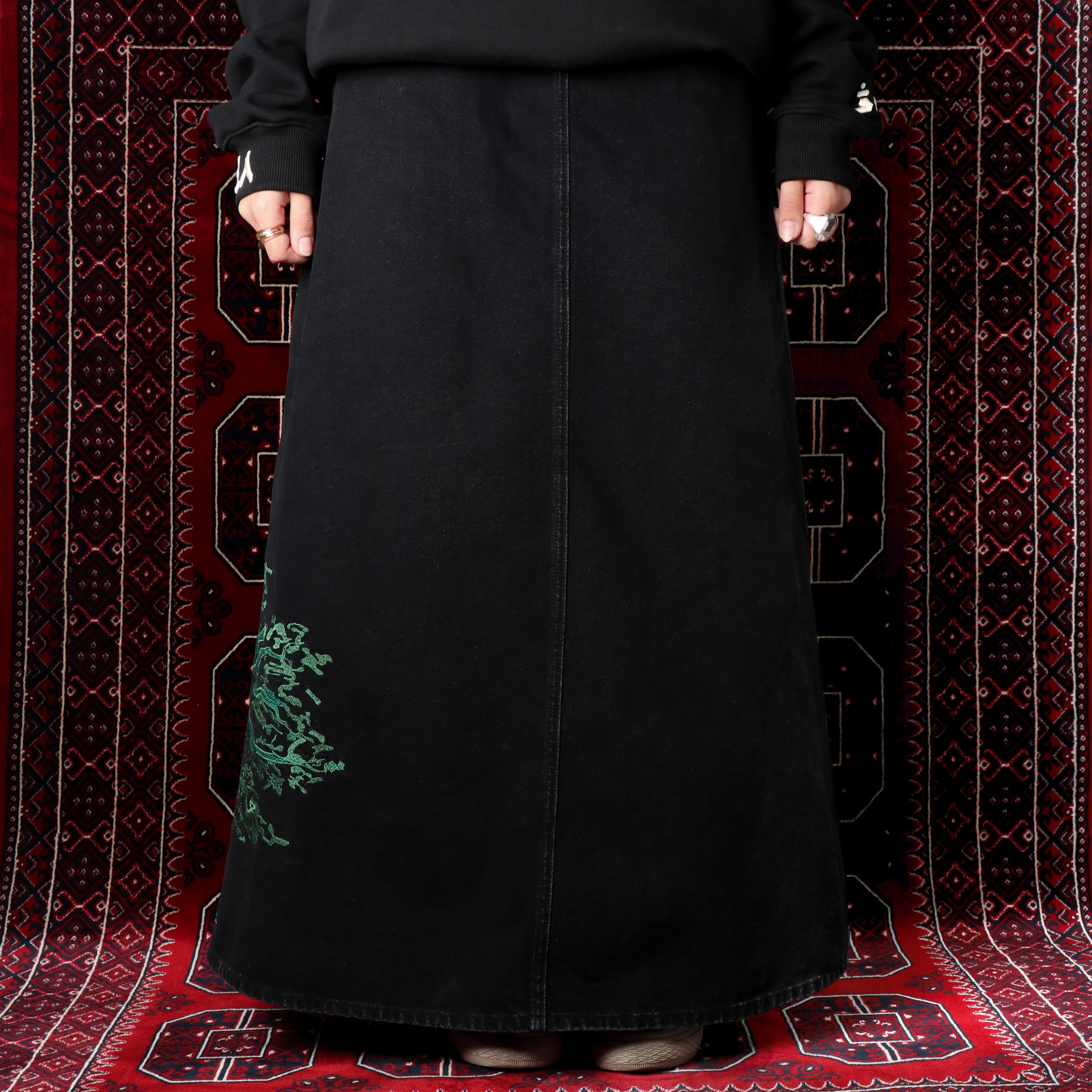 Zaytoun Tree Denim Skirt