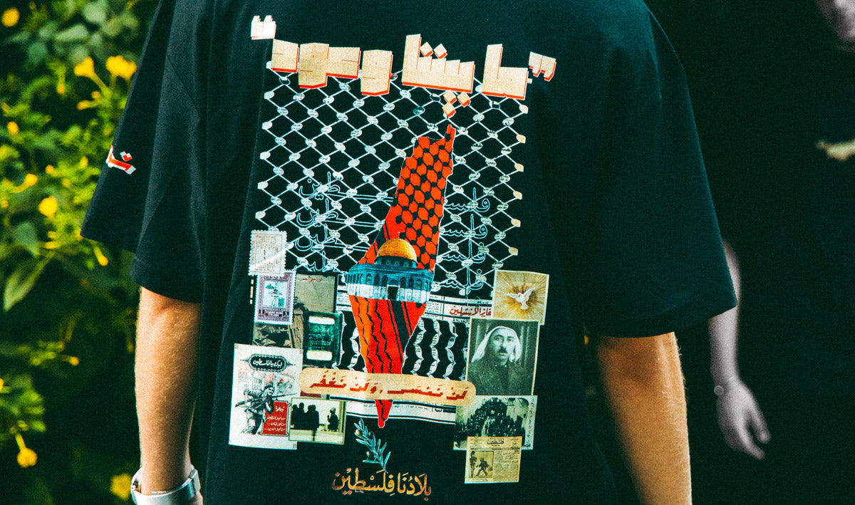 ShawQ-Palestine-#1 Oversized Tee "+" Kuffiyah WithOUT White Tassels (clean edges)
