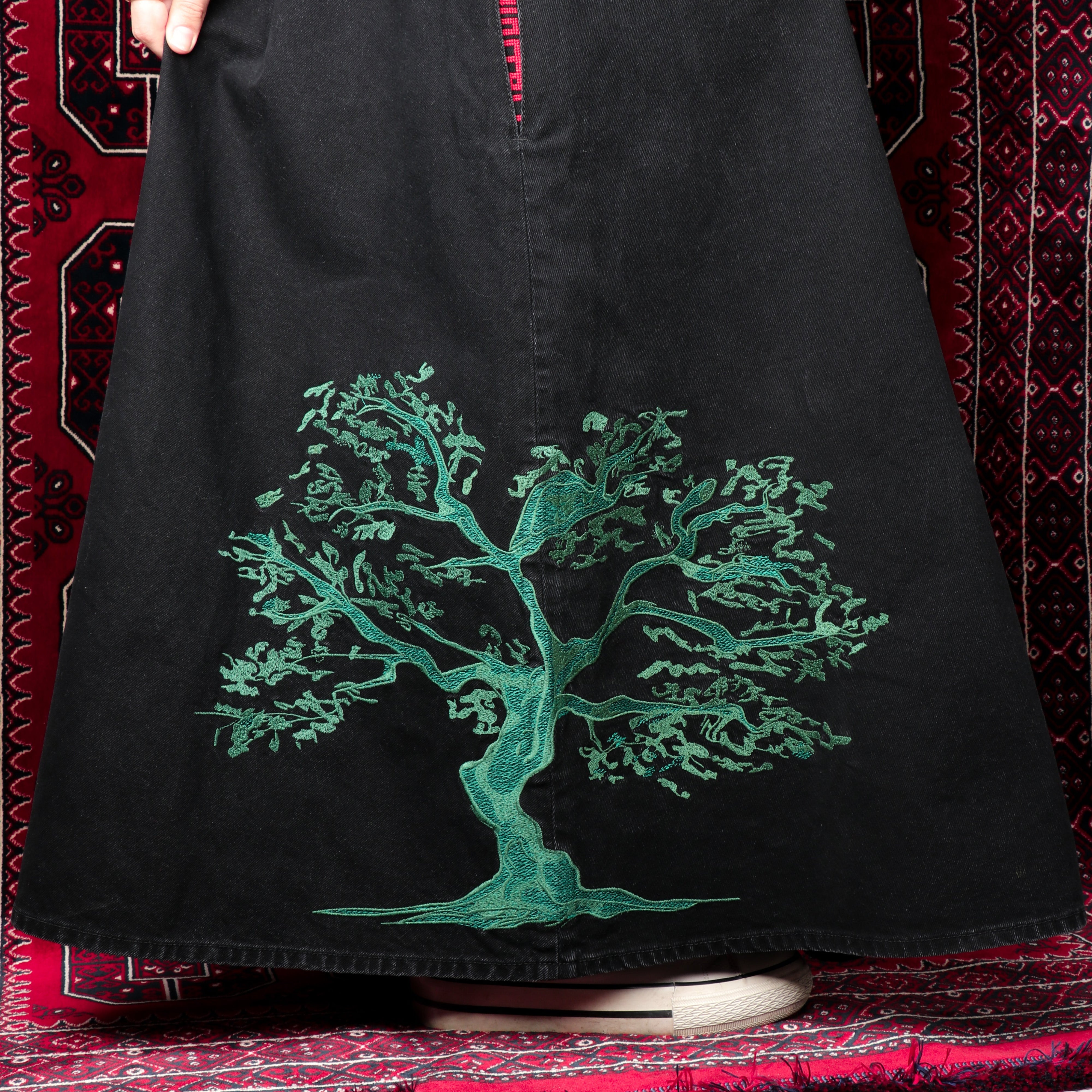 Zaytoun Tree Denim Skirt