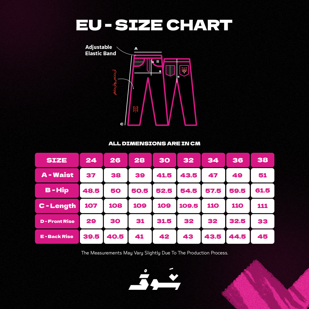 ShawQ denim jeans size chart